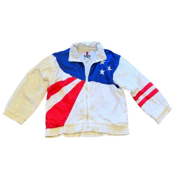 Vintage 1990s Active Exposure Patriotic Windbreaker Jacket Size 1P - Picture 5 of 10